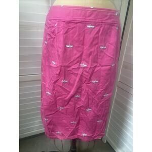 Y2K Women’s Pendleton Pink Embroidered Dragon Fly Straight Knee Length Skirt 12